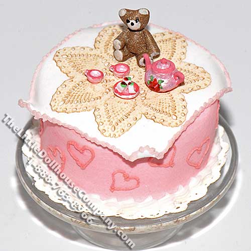 (image for) Dollhouse Scale Model Teddy Bear Picnic Cake